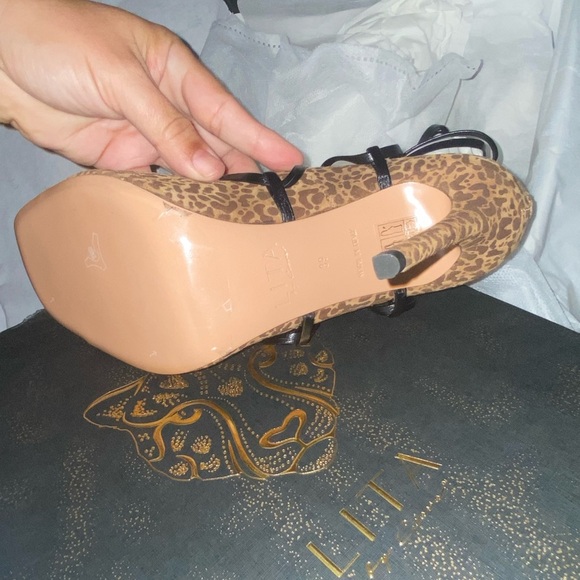 🆕 LITA King Cheetah Italian Strappy Heel Sandal New In Box - Picture 6 of 7